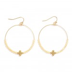 Wholesale beaded Drop Hoop Earrings Metal Bubble Criss Cross Detail L