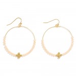 Wholesale beaded Drop Hoop Earrings Metal Bubble Criss Cross Detail L
