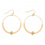Wholesale beaded Drop Hoop Earrings Metal Bubble Criss Cross Detail L