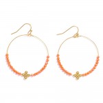Wholesale beaded Drop Hoop Earrings Metal Bubble Criss Cross Detail L