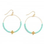Wholesale beaded Drop Hoop Earrings Metal Bubble Criss Cross Detail L
