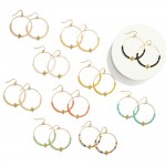 Wholesale beaded Drop Hoop Earrings Metal Bubble Criss Cross Detail L