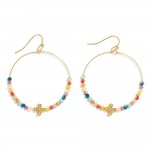 Wholesale beaded Drop Hoop Earrings Metal Bubble Criss Cross Detail L