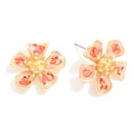 Wholesale enamel Flower Large Stud Earrings L