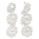 Wholesale linked Metal Sunflower Post Drop Earrings L