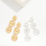 Wholesale linked Metal Sunflower Post Drop Earrings L