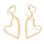 Wholesale linked Hollow Metal Hearts Post Drop Earrings L