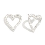 Wholesale hammered Metal Hollow Heart Large Stud Earrings L