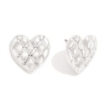 Wholesale quilted Metal Heart Large Stud Earrings L