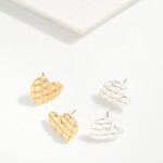 Wholesale quilted Metal Heart Large Stud Earrings L