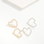 Wholesale rhinestone Studded Hollow Heart Large Stud Earrings L