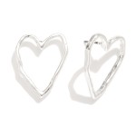 Wholesale hollow Textured Metal Heart Post Drop earrings L