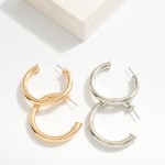 Chunky Metal Tone Hoop Earrings 

- Approximately 1.5" D