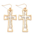 Nesting Hammered Metal Cross Drop Earrings 

- Approximately 2" L