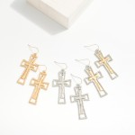 Wholesale nesting Hammered Metal Cross Drop Earrings L