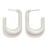 Wholesale ridged Metal Rectangular Hoop Earrings L