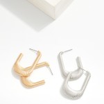 Wholesale ridged Metal Rectangular Hoop Earrings L