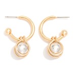 Wholesale metal Hoop Earrings Encased Metal Ball Dangle L