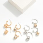 Wholesale metal Hoop Earrings Encased Metal Ball Dangle L