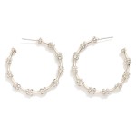 Wholesale metal Rhinestone Bamboo Hoop Earrings D