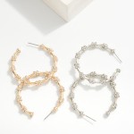 Wholesale metal Rhinestone Bamboo Hoop Earrings D