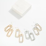 Wholesale textured Metal Nesting Rectangles Drop Earrings L
