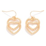 Wholesale linked Textured Metal Hearts Drop Earrings L