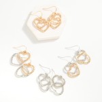 Wholesale linked Textured Metal Hearts Drop Earrings L