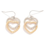 Wholesale linked Textured Metal Hearts Drop Earrings L