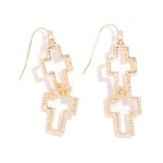 Wholesale linked Hollow Cross Drop Earrings L