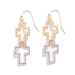 Wholesale linked Hollow Cross Drop Earrings L