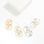 Wholesale metal Hoop Drop Earrings Nesting Textured Metal Oval Detail L