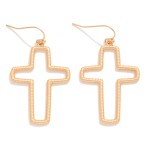 Wholesale ribbed Metal Cross Drop Earrings L