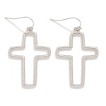Wholesale ribbed Metal Cross Drop Earrings L