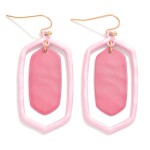 Wholesale painted Hammered Metal Nesting Hexagon Drop Earrings L