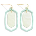 Wholesale painted Hammered Metal Nesting Hexagon Drop Earrings L