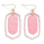 Wholesale painted Hammered Metal Nesting Hexagon Drop Earrings L