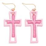 Wholesale nesting Painted Metal Cross Drop Earrings L
