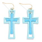 Wholesale nesting Painted Metal Cross Drop Earrings L