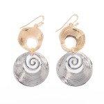 Wholesale linked Textured Hollow Metal Disks Drop Earrings L