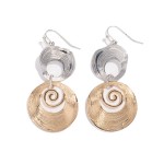 Wholesale linked Textured Hollow Metal Disks Drop Earrings L