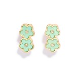Wholesale pearlescent Flower Earrings Rhinestone Accents L