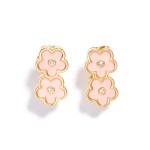 Wholesale pearlescent Flower Earrings Rhinestone Accents L
