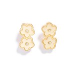 Wholesale pearlescent Flower Earrings Rhinestone Accents L