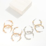 Wholesale metal Beaded Hoop Earrings Criss Cross Accents D