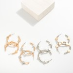 Wholesale metal Beaded Hoop Earrings Clover Accents D