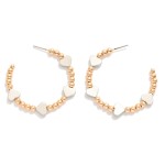 Wholesale metal Beaded Hoop Earrings Heart Accents D