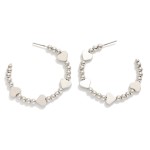 Wholesale metal Beaded Hoop Earrings Heart Accents D