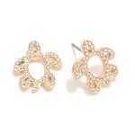 Wholesale rhinestone Studded Hollow Sea Turtle Stud Earrings L