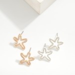 Wholesale rhinestone Studded Hollow Starfish Stud Earrings L
